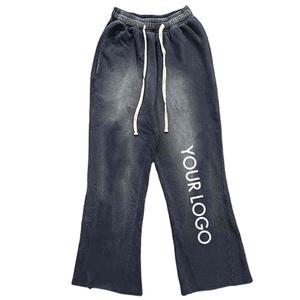 Pantalons de survêtement mi-lourds en coton 100% anti-froissement, lavage clair, logo personnalisé en gros, pour hommes, confortables, coupe-vent, élastiques, décontractés - Product Image 6