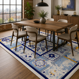 Alfombra Lavable de Chenilla RW7063 de Rug Weavers, Diseño Tribal Phrygian Denim, Venta al por Mayor y Dropshipping, 10 Tamaños - Product Image 4
