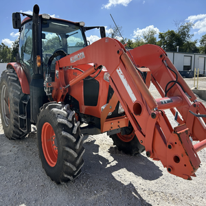 Tracteur à roues Kubota M6-141 d'occasion 4x4 rouge, équipement agricole multifonctionnel d'occasion - Product Image 1