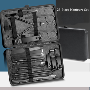 Nouvel ensemble de coupe-ongles en acier inoxydable noir King Kong, ensemble d'outils de manucure de 23 pièces - Product Image 3