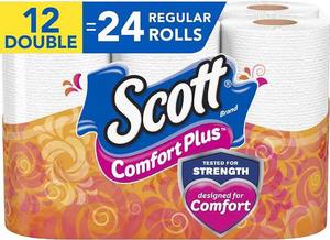 Papel higiénico Scott Comfortplus 12 dobles = 24 rollos regulares, papel higiénico Scott Comfort Plus a granel - Product Image 4
