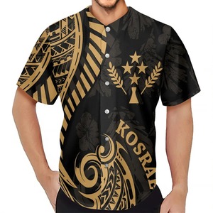Camiseta de Béisbol para Hombre con Logotipo Tribal Polinesio, 100% Poliéster, Sin Mangas, Estampado de Frangipani Verde, Personalizada - Product Image 5