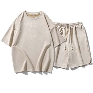 Ropa de hombre, conjunto informal, conjuntos de 2 piezas, camisetas de manga corta y pantalones cortos, conjuntos de chándales de algodón, estilo callejero de talla grande - Product Image 4