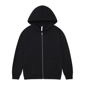 Sweat à capuche zippé pour homme en molleton brodé 100 % coton, style Y2K, épaules tombantes, coupe oversize, imprimé logo personnalisé, poids lourd - Product Image 5