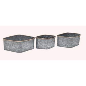 Juego de 3 macetas de metal galvanizado de calidad superior de diseñador único más elegante para decoración de bodas y fiestas al mejor precio - Product Image 1
