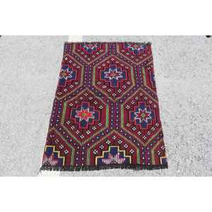 Alfombra de 2.8x3.9 pies, Alfombra Turca Vintage, Alfombra de Lana Roja Ombré - Product Image 1