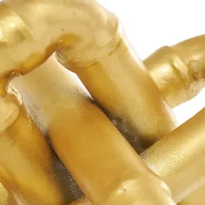 Escultura geométrica Jack de eslabones de cadena de Metal dorado con crestas dimensionales o escultura pulida moderna geométrica de Metal Deco - Product Image 5