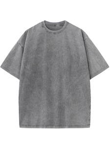 Vente en gros de t-shirts pour hommes personnalisés lavés à l'acide à la mode tendance 100% coton long avec motif imprimé - Product Image 5
