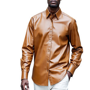 เสื้อเชิ๊ตหนังผู้ชายคอปกแบบเปิดลงระบายอากาศได้ดีมีกระเป๋าคู่และหนังวัว - Product Image 6