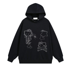 Novedad sudaderas con capucha desgastadas con diamantes de imitación de 500GSM de peso pesado, Sudadera con capucha cuadrada recortada con lavado ácido desteñido por el sol térmico para hombre - Product Image 3