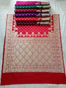 NEW BEAUTIFUL BROCADE KHATAN SILK SAREE WITH ZARI EMBROIDERY for PARTY & WEDDING @ 2023 - Product Image 2