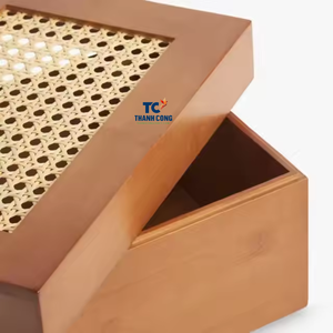 Prix de gros dessus en rotin naturel et boîte en bois de cerisier fabriqués au Vietnam avec la meilleure qualité pour la décoration intérieure - Product Image 2