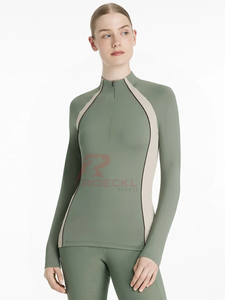 Femmes élégantes équitation couche de base en gros tissu ultra léger contrôle de l'humidité coupe ergonomique confortable équestre - Product Image 6