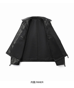 Nueva chaqueta de cuero de oveja para hombre de otoño, abrigo de solapa corta Micro ancha curtida con plantas reales, cierre de cremallera de estilo informal de longitud larga - Product Image 6