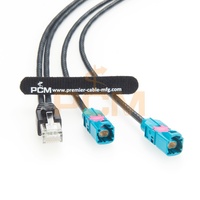RJ45 Male ke 2 H-MTD Plug CAT6A kabel Ethernet otomotif Harness kabel Rosenberger asli konektor berpelindung E6S10A-1BZZ5-Z 1m