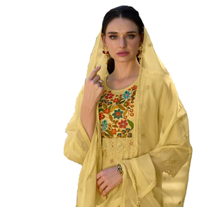 Reyon señoras largo Kurti intrincado corte trabajo bordado hecho a mano Chanderi seda estampado mangas pesado algodón forro indio - Product Image 1