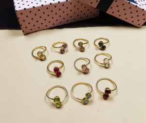 925เงินสเตอร์ลิงซิทรินคู่กลมอัญมณีปรับวงทอง Vermeil Dainty แหวนแต่งงานเครื่องประดับ - Product Image 6