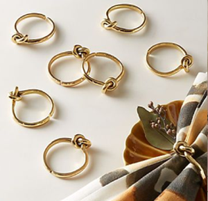 Ronds de serviette à nœud doré, design minimaliste moderne, élégance simple, décor de table épuré, banquet, disponible au prix de gros. - Product Image 1