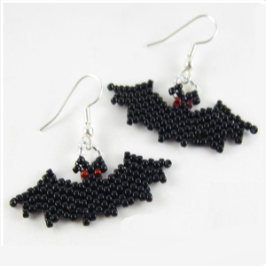 Pendientes de Murciélago de Halloween con Cuentas de Semillas Bordadas, Pendientes de Halloween de Diseño con Cuentas de Semillas, Se Aceptan Diseños Personalizados - Product Image 3