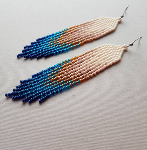 Only 2 Left and in 19 Baskets Seed Bead Earring - Native Earring - Fringe Earring - Product Image 1