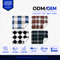 Plaid en flanelle à carreaux bleus, doux et chaud, réversible, en sherpa, pour canapé et lit, idéal pour l'hiver à la maison