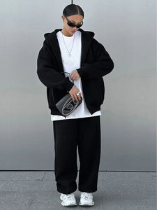 Chándal High Street Sports Set Hombres Mujeres Otoño Dos cremalleras Unisex Cortavientos Chándal de gran tamaño - Product Image 6