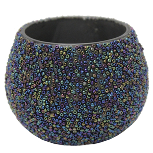 Bougeoir décoratif en mosaïque grise votive ronde en verre d'événement pour la décoration de salon et de fête faite à la main en vrac - Product Image 2