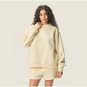 <b>Womens</b> <b>Black</b> Oversized Mock Neck Sweatshirt Premium Heavyweight <b>Fleece</b> Long Sleeve Trackstar OEM Private Label - Product Image 2