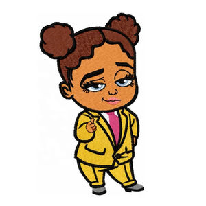 Fille noire fer sur des patchs de broderie de Logo personnalisé coudre sur des enfants mignons Patch de machines de transfert de chaleur pour sweats à capuche pantalons de survêtement - Product Image 2