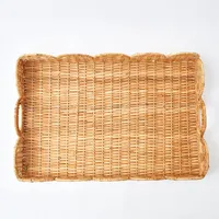 Beau plateau de service en rotin à un étage fait à la main Design bohème durable pour la vaisselle de cuisine boisson Vietnam