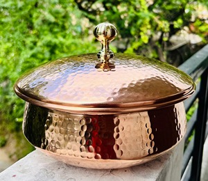 Copper Antique Finished <b>Cooking</b> <b>Pot</b> Belly Casserole With Lid Brass Hammered Hotpot Cookware For Kitchenware With Copper Color - Product Image 2