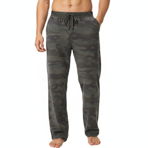 Pantalon de pyjama en coton camouflage pour homme, coupe décontractée, avec cordon de serrage et poches, pantalon de détente pour dormir - Product Image 2