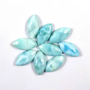 Natural Larimar Marquise Shape Flatback Cabochon Gemstone For Jewelry Making Necklace Rings Bracelet Wholesale Cabs Supplier