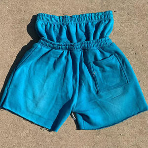 Sweat-shirt vintage délavé au soleil pour hommes, short, coton éponge français sérigraphié, lavage à l'acide, solide, utilisation décontractée du fitness - Product Image 4