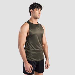 เสื้อกล้ามแขนตกทรงโอเวอร์ไซส์สำหรับผู้ชาย สีเขียวมะกอก - Product Image 3