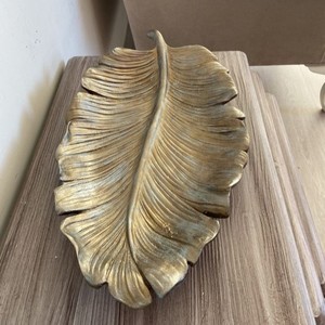 Beau plateau à feuilles dorées brillantes fabriqué à la main Direct Factory Home Decor Table Top Kitchen Ware - Product Image 2