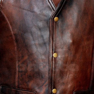 Gilet classique sans manches en cuir de vache véritable pour homme, gilet à la mode - Product Image 3