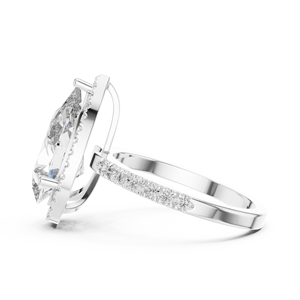 Bague de mariage pour femme en argent sterling 925 avec halo de diamants de laboratoire en forme de poire de 4,50 carats, certifiée IGI EF VS1, design tendance, bijoux harmonieux - Product Image 2