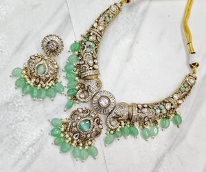 Conjunto de Collar Kundan de Moissanita de Primera Calidad para Mujer, Conjunto de Collar Étnico Indio para Bodas, Festivales y Ocasiones Especiales - Product Image 2