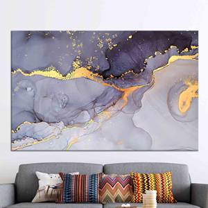 Elegante Lienzo Decorativo con Diseño de Mármol Morado y Dorado: Impresión Abstracta para Decoración del Hogar, Lienzo Enrollado - Product Image 1