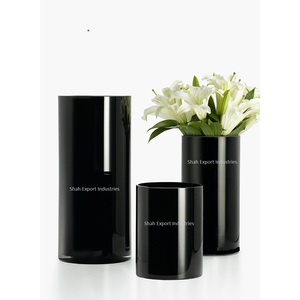 Fancy Design Iron Metal <b>Vase</b> Cylinder Shape Top Quality Black Color for Home Living Area Tabletop Decor Flower Pot - Product Image 2