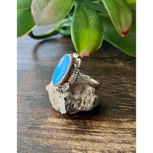 Navajo Handcrafted <b>Blue</b> <b>Opal</b> Sterling Silver <b>Ring</b> Size 6.25 - Product Image 4