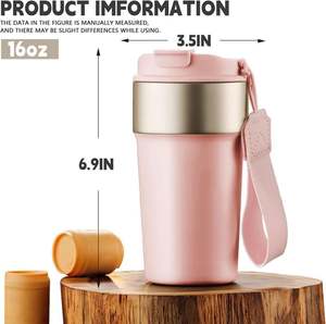 Mug à café isotherme au design simple et durable avec couvercle, garde au chaud et au froid pour l'intérieur - Product Image 3