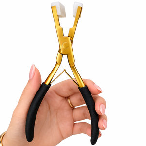 Professional Tape In Hair Extension Pliers Stainless Steel Flat Surface Tool with <b>Silicone</b> <b>Pads</b> for Salon and Wholesale Use - Product Image 5