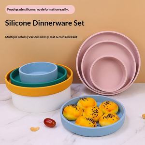 Assiette en silicone personnalisée de qualité alimentaire, ensemble réutilisable, compatible micro-ondes, plat de cuisson, bol pour animaux de compagnie, design minimaliste nordique - Product Image 2