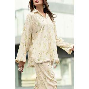 Conjunto de 2 Piezas IUSTTS-855 Estilo Bohemio con Textura Ondulada, Talla XS/XS, Primavera/Verano, con Pantalones Cortos - Product Image 1