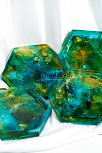 Posavasos de Resina de Lujo, 4x4 Pulgadas, Cuadrados, Hechos a Mano, Juego de Posavasos para Protección de Mesa, Multicolores, Tradebyd - Product Image 6