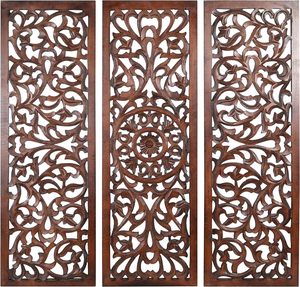 Panneau mural décoratif, art mural sculpté, design floral traditionnel, plaques murales suspendues, sculpturales pour salon, chambre à coucher - Product Image 2