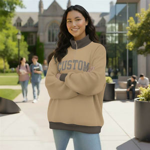 Custom Fall <b>Travel</b> Fashion University Women's Eco-Friendly Spandex/Cotton Lined Mock <b>Neck</b> Sweatshirt with Zipper Greek Letters - Product Image 2
