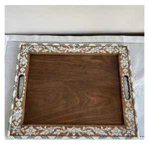 Plateau de service en acrylique incrusté de nacre, plateau multifonctionnel, design moderne, écologique, passe au lave-vaisselle, pour les fêtes - Product Image 5